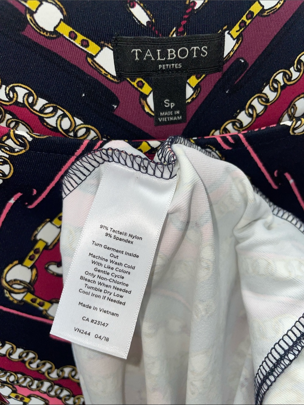 Talbots Pink, Navy & White Geometric Sheath Dress - Picture 2 of 5